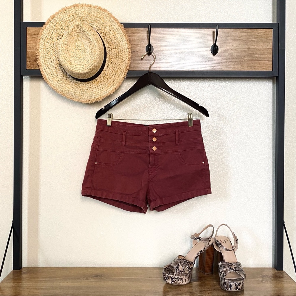 Magenta High Waisted Shorts